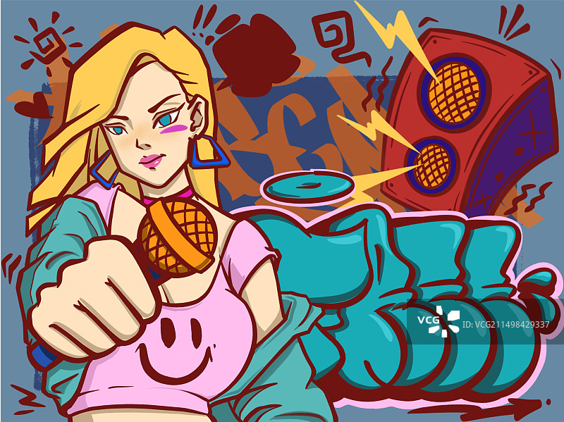 KTV涂鸦风插画图片素材