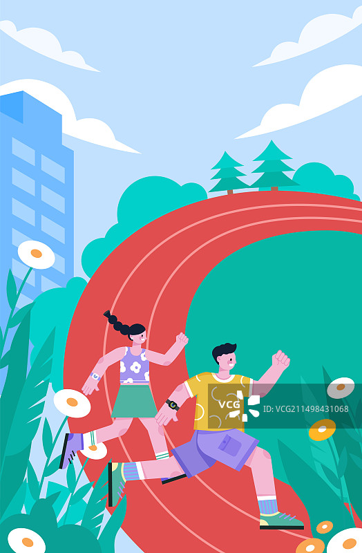 户外运动会扁平矢量插画人物场景图片素材
