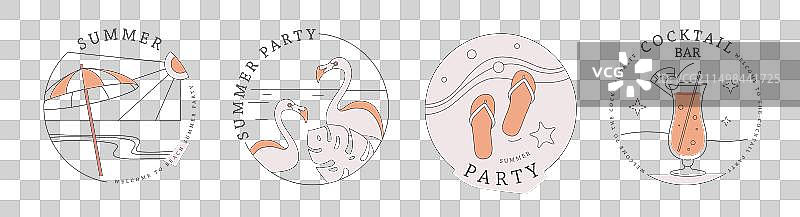 鸡尾酒夏季线性图标合集图片素材