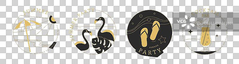 鸡尾酒夏季线性图标合集图片素材