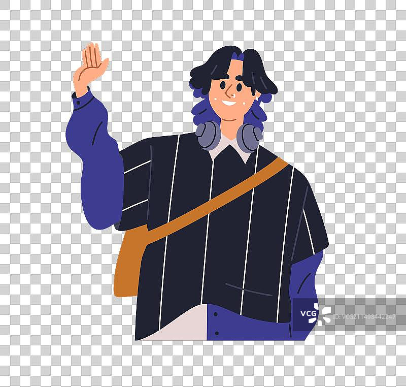 快乐的角色挥手打招呼图片素材