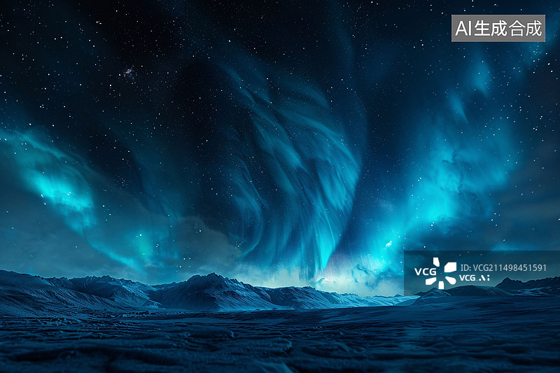 【AI数字艺术】夜空极光景观明亮光芒星空背景图片素材