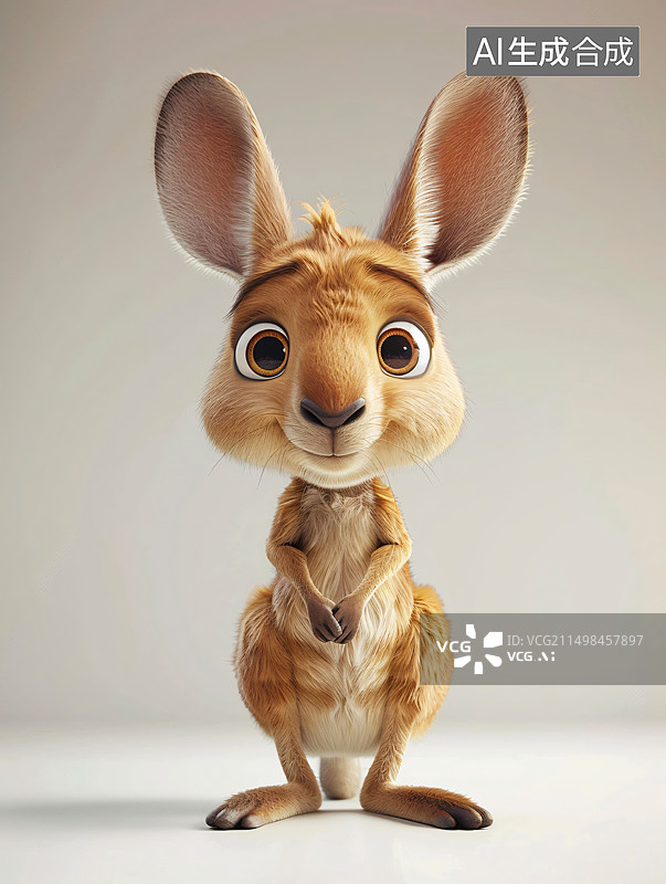 【AI数字艺术】可爱的袋鼠3D卡通插画图片素材