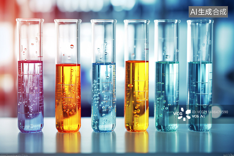 【AI数字艺术】实验室里的烧杯和试管3D渲染医疗化学插图图片素材