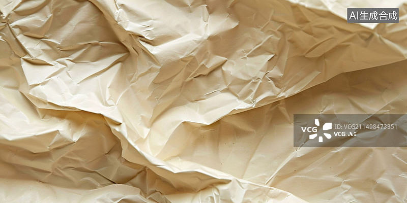 【AI数字艺术】皱纹纸张纹理的特写褶皱纸张纹理背景素材图片素材