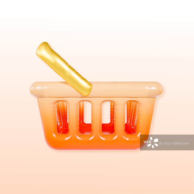 3D立体膨胀风可爱购物篮购物车电商双十一促销元素插画图片素材