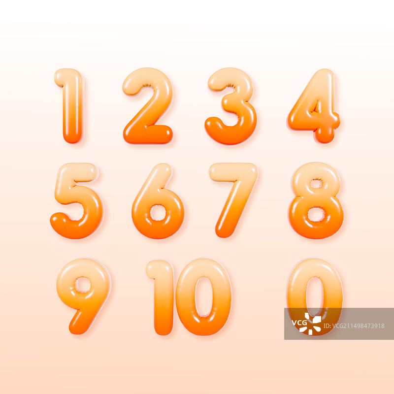 3D立体膨胀充气渐变红色倒计时数字电商促销插画图片素材