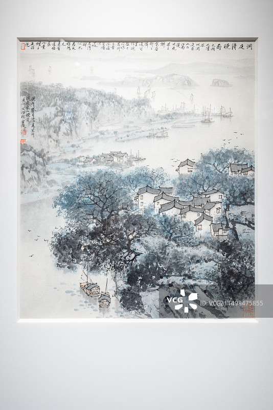 北京荣宝斋美术馆藏品，宋文治山水画《洞庭清晓图》图片素材