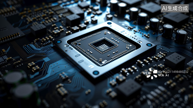 【AI数字艺术】高科技微观世界：MCU芯片特写图片素材