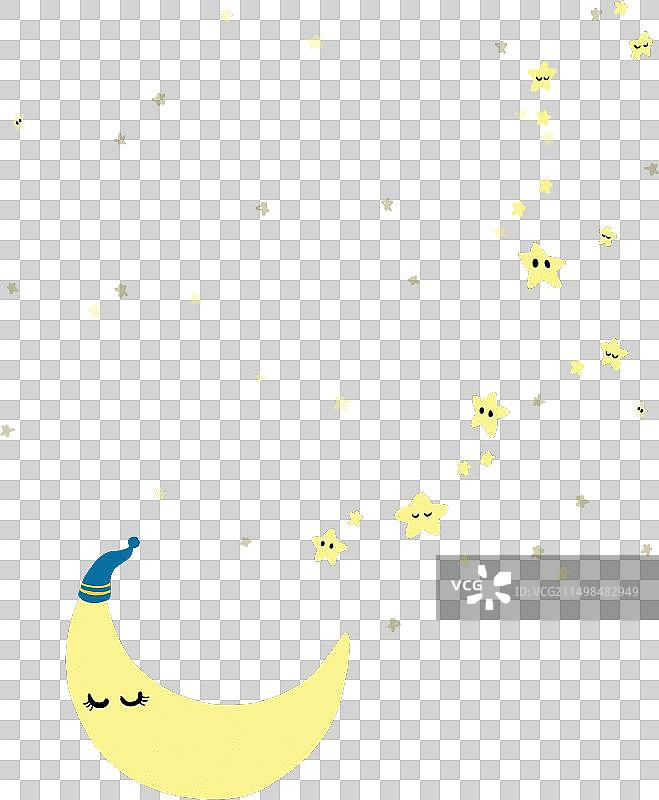 睡觉的月亮与满天星星元素图片素材