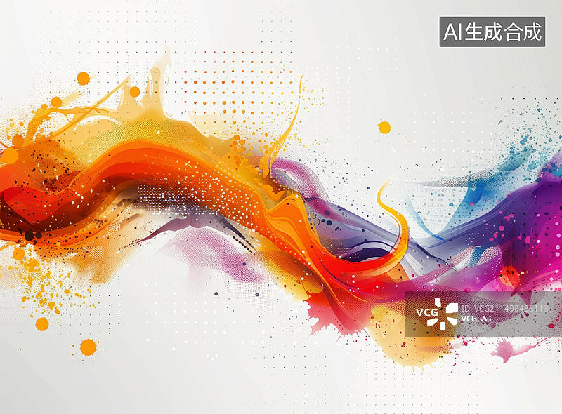 【AI数字艺术】彩色波浪抽象画图片素材