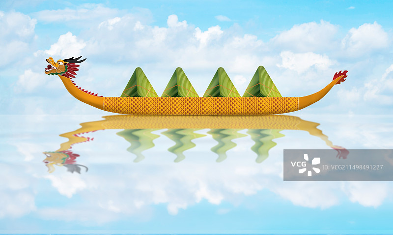 端午节湖面上的龙船图片素材