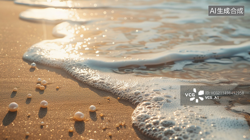 【AI数字艺术】日落时的高角度海景图片素材