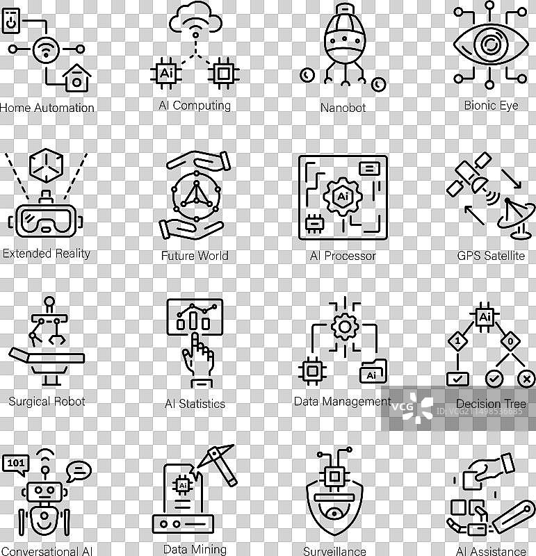 最新AI学习线性图标包图片素材