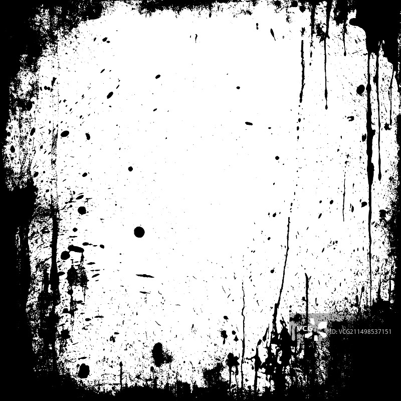 白色背景上的黑色Grunge风格边框图片素材