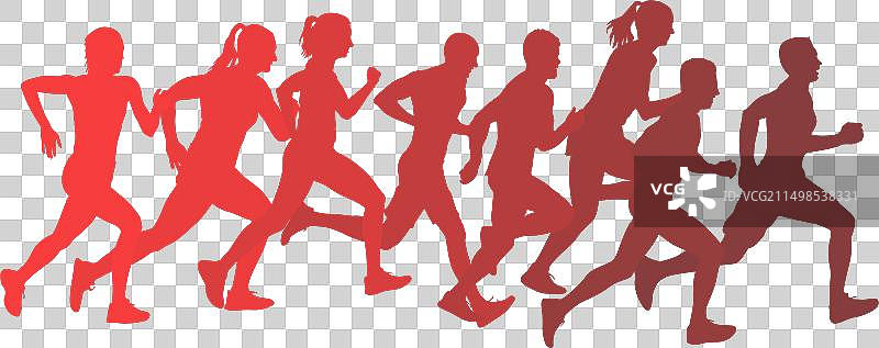 男女短跑运动员剪影图片素材