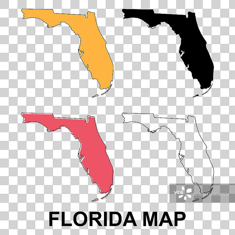 美国佛罗里达州地图合集（扁平风格）图片素材