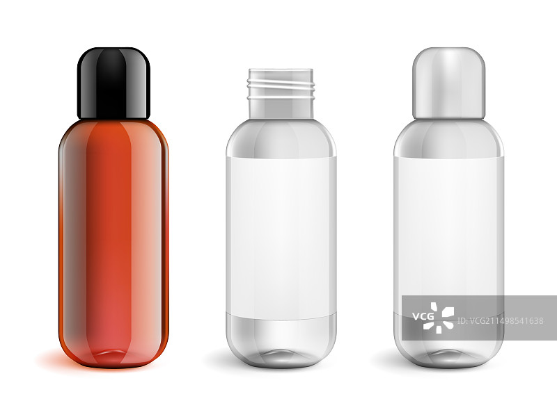 带黑色盖子的3D塑料化妆品瓶图片素材