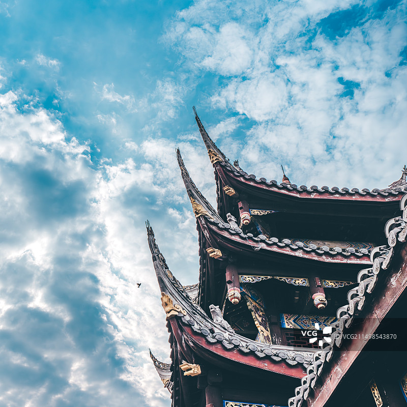 成都双流黄龙溪廊桥局部图片素材