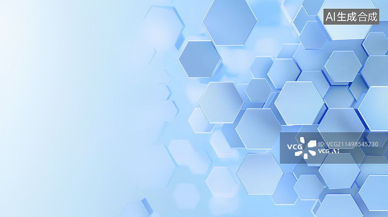 【AI数字艺术】淡蓝色六边形几何图形背景图图片素材