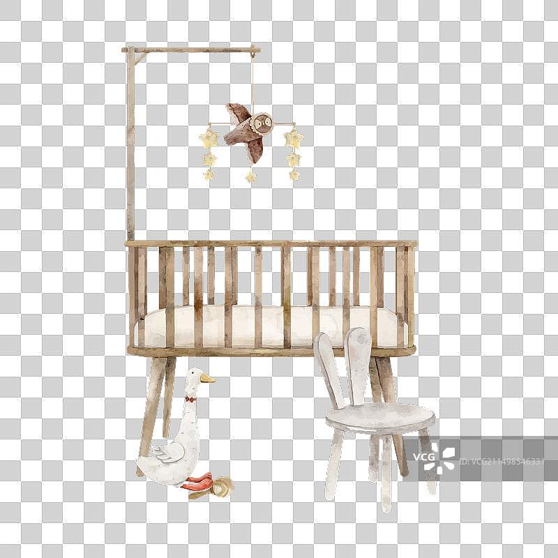 水彩新年婴儿床图案图片素材