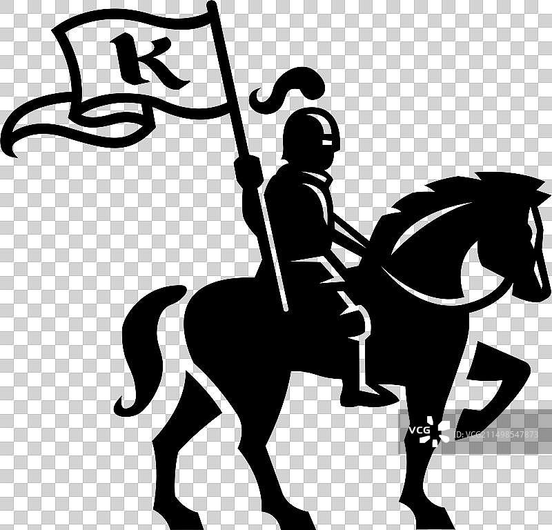 骑士骑马持盾旗logo图片素材