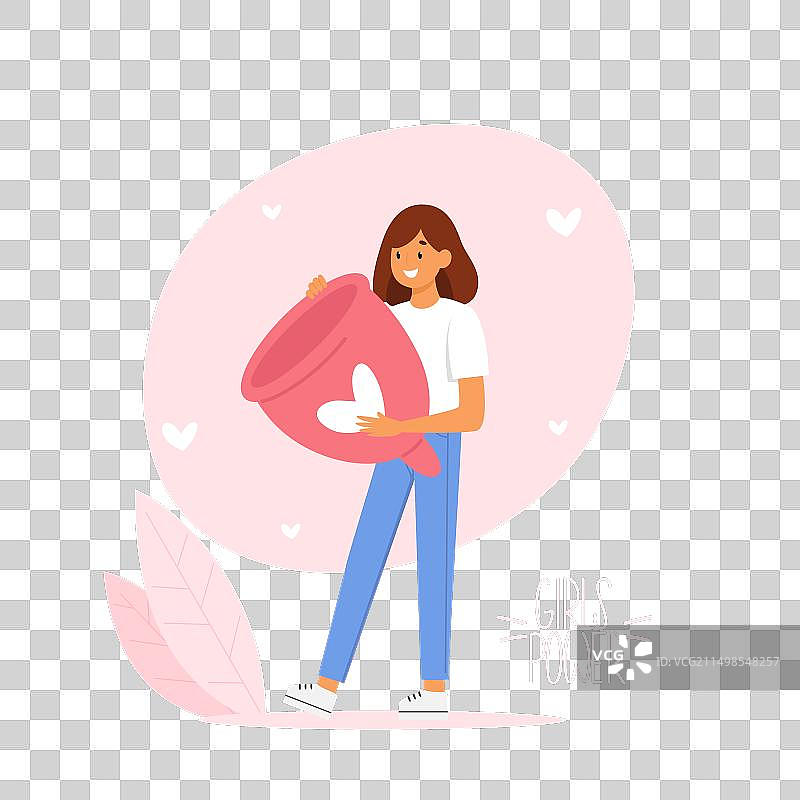 手捧巨大月经杯的女人图片素材