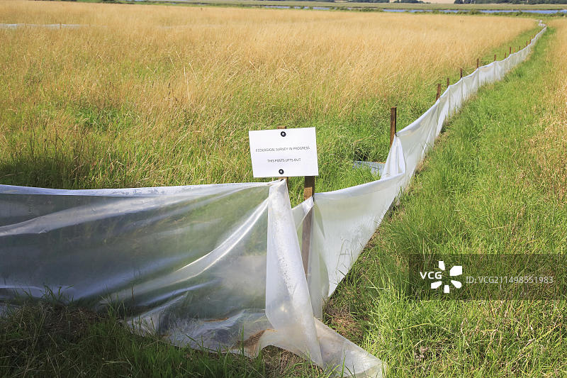 生态调查进行中标志，英国萨福克郡萨顿图片素材