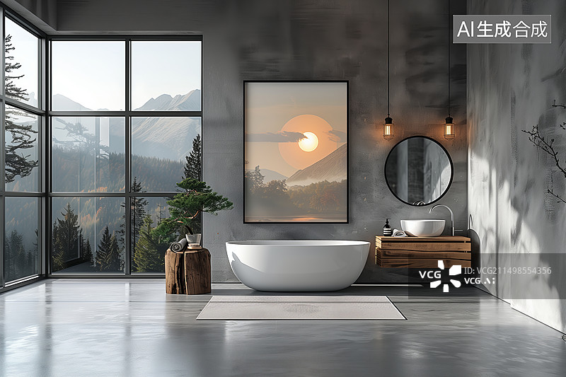 【AI数字艺术】样板间里的浴室图片素材