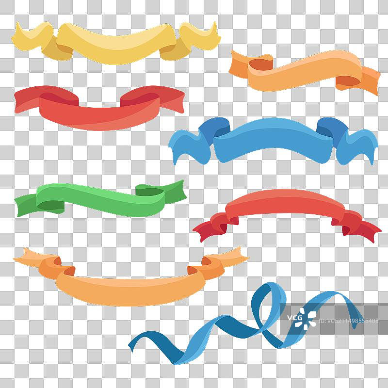 带标签的彩色缎带合集图片素材