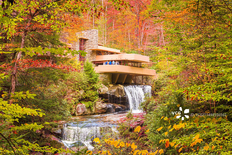 美国宾夕法尼亚州磨坊溪：落水山庄图片素材