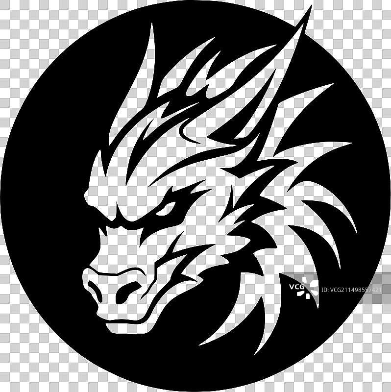 龙-黑白相间的孤立图标图片素材