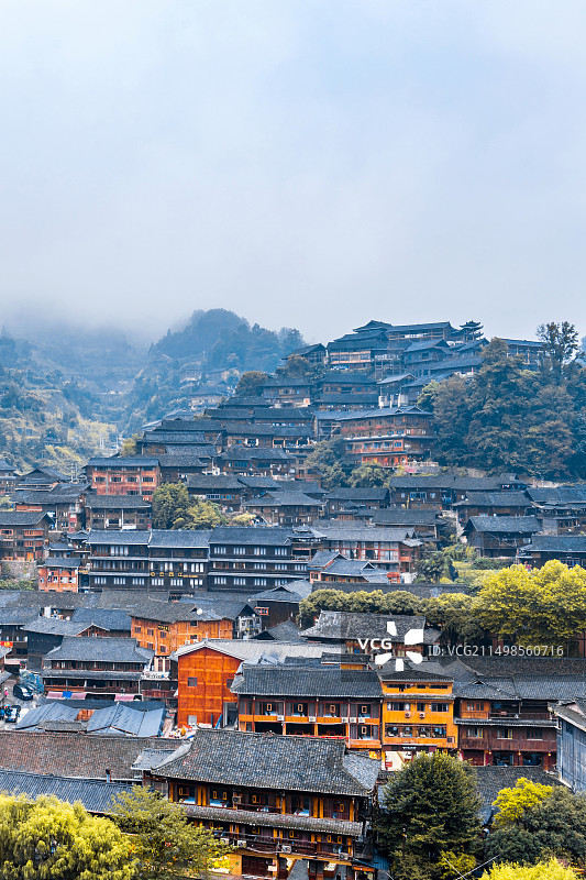 中国贵州西江雷山苗寨房屋建筑特写图片素材