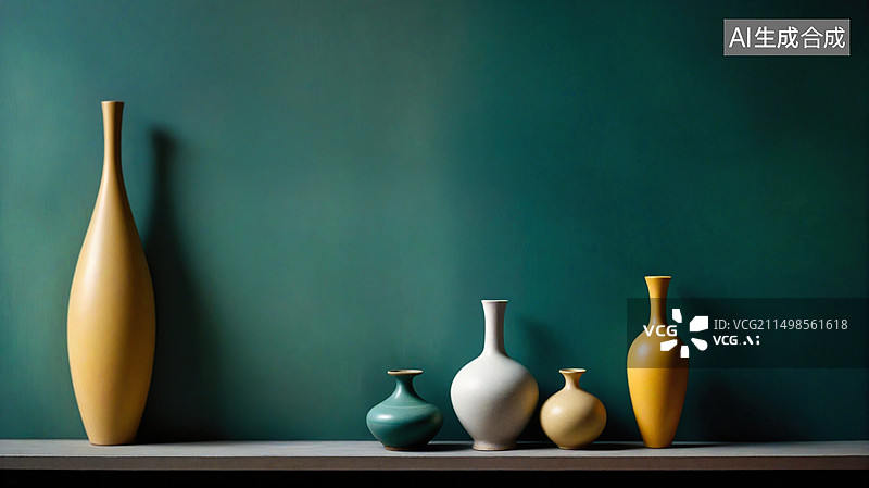 【AI数字艺术】桌上花瓶的特写镜头图片素材