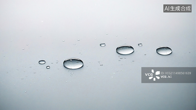 【AI数字艺术】白色背景下水滴的特写镜头图片素材