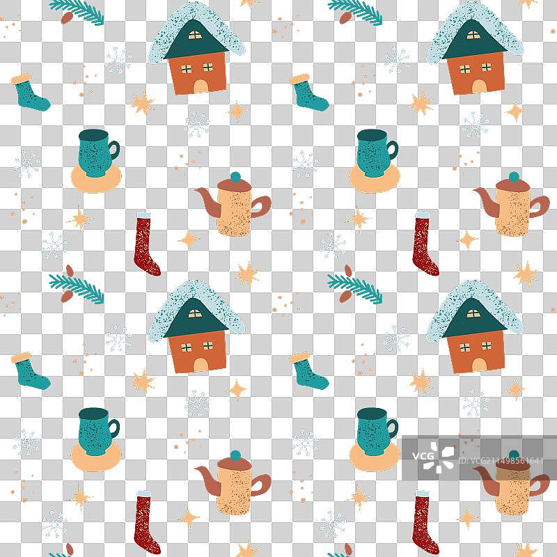 温馨的冬季无缝图案图片素材