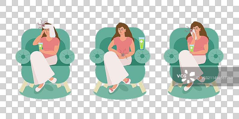 女人牙痛头痛图片素材