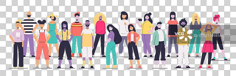 穿休闲装的青年男女团体合集图片素材