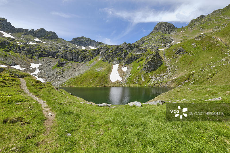上兰道维尔湖,格里亚赫塔尔,山湖,沙尔诺克,克劳特加特沙特,施拉德明陶恩山脉,格里亚赫,隆高,萨尔茨堡图片素材