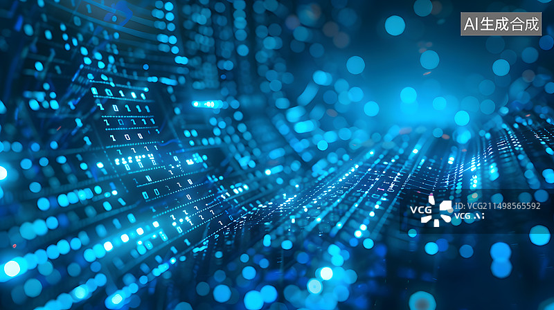 【AI数字艺术】科技蓝色光点背景图片素材
