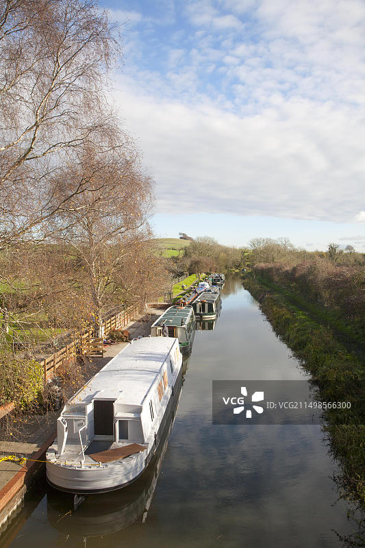 停泊在凯内特和埃文运河上的窄船图片素材
