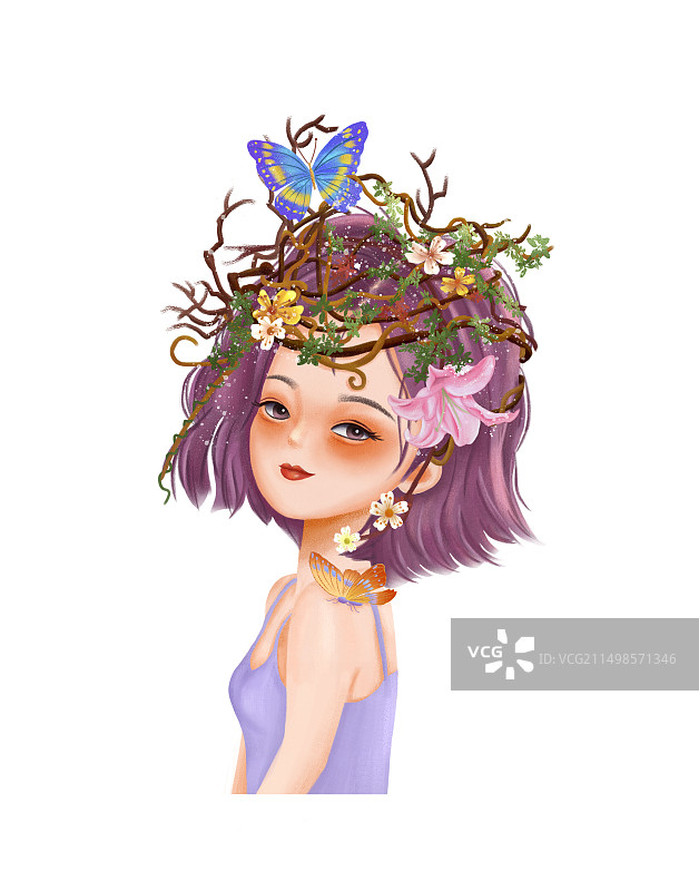 创意女孩儿头像人物插画图片素材