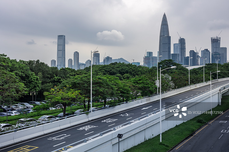 深圳滨海大道深圳湾区间都市风光图片素材