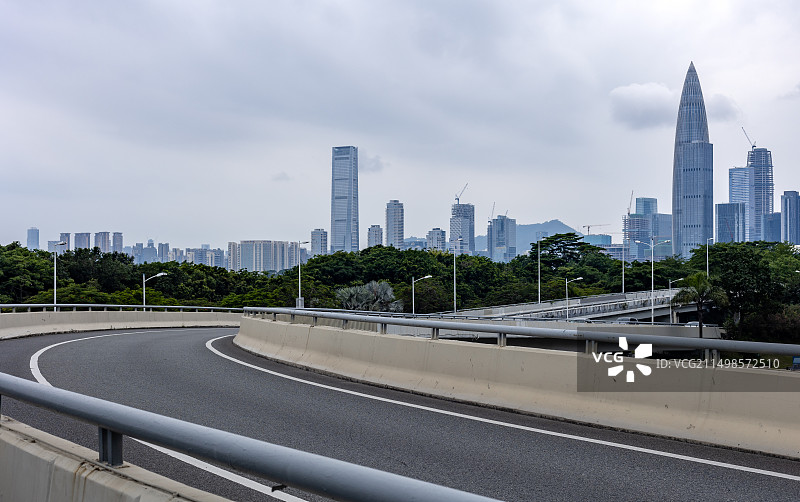 深圳滨海大道深圳湾区间都市风光图片素材