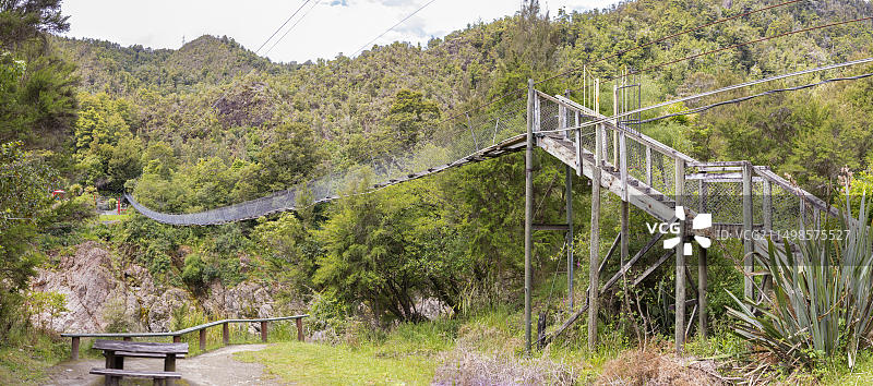 布勒峡谷秋千桥，布勒河，默奇森，新西兰图片素材