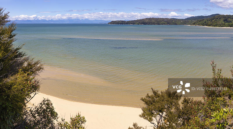 亚伯·塔斯曼海岸步道，科基尔海湾，海滩，凯特里特里，新西兰，大洋洲图片素材