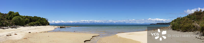 亚伯·塔斯曼海岸步道，科基尔海湾，海滩，凯特里特里，新西兰，大洋洲图片素材