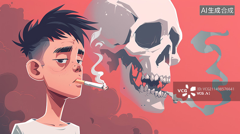【AI数字艺术】年轻男人吸烟图片素材