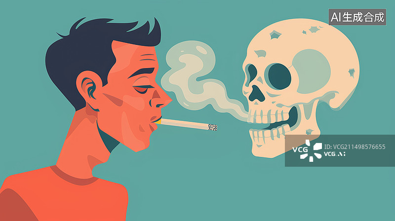 【AI数字艺术】年轻男人吸烟图片素材
