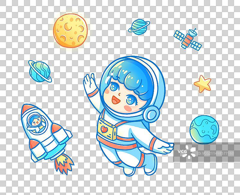 太空航天科技元素插画图片素材